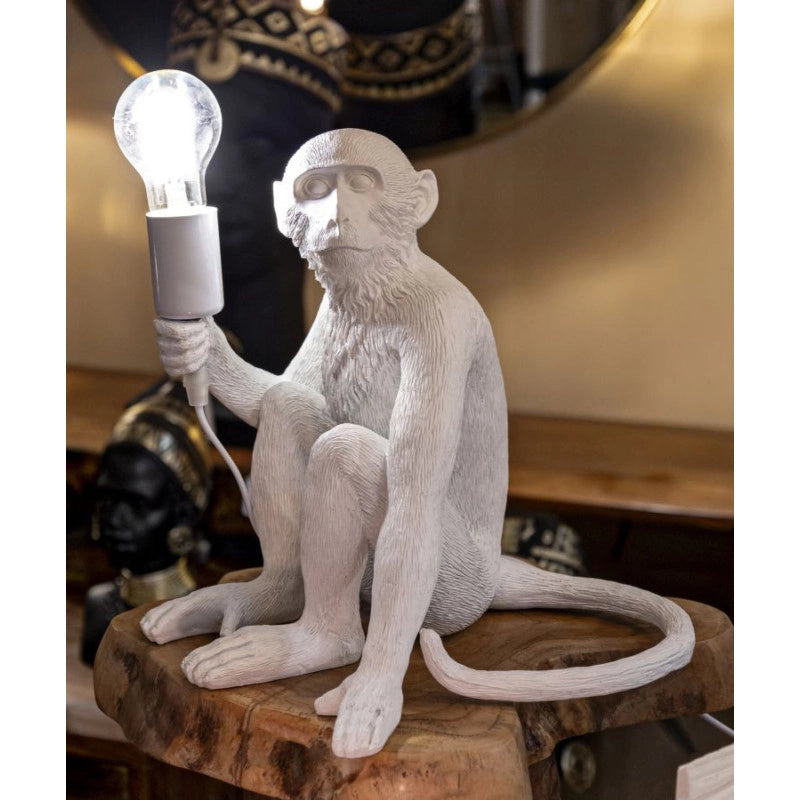 Lampadelle A Da Tavolo Monkey Seduta Bianca cm 33x33x32