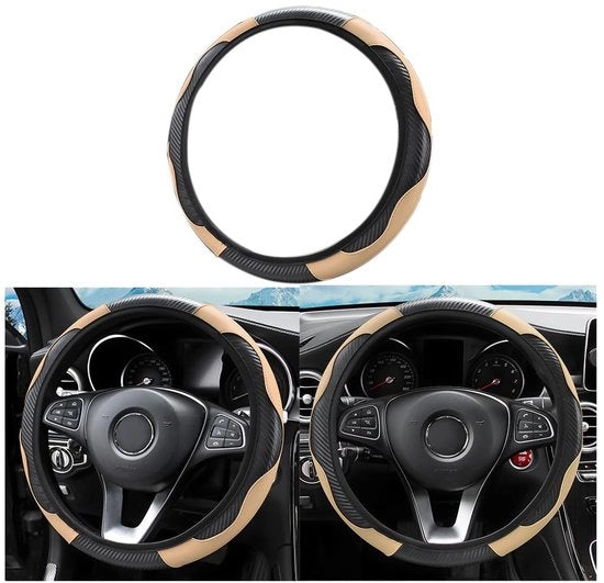 Supporto per volante antiscivolo - Resistente al calore - Foderato con microfibra - Diametro 37-38 cm - Flessibile/Riducibile - Ideale come regalo - Supporto per volante