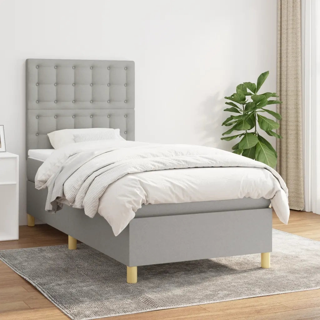 Giroletto a Molle con Materasso Grigio Chiaro 90x200 cm Tessuto 3142625