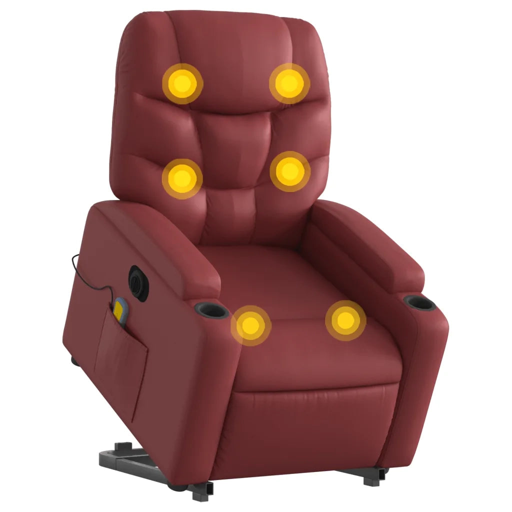 Poltrona Alzapersona Reclinabile Rosso Vino in Similpelle 3204683