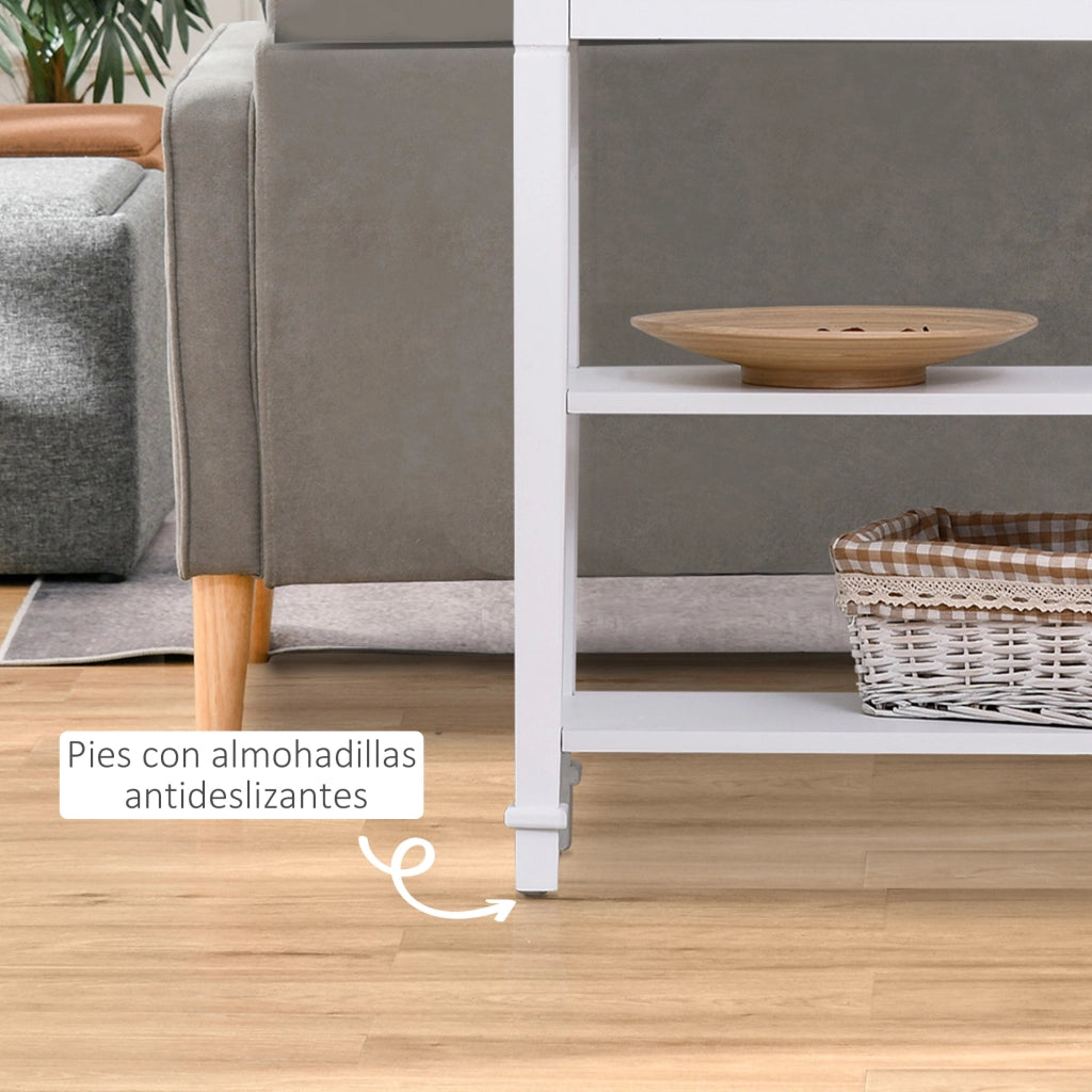 Tavolino da ingresso con 2 ripiani e cassetto ¨C zephmum ¨C 75.6x27.5x80.5 cm Bianco