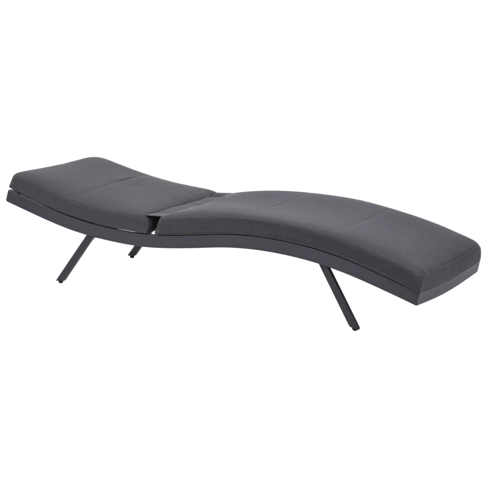 Lettino giardino Grigio grafite Tessuto Struttura in alluminio Schienale reclinabile regolabile Imbottito Stile moderno