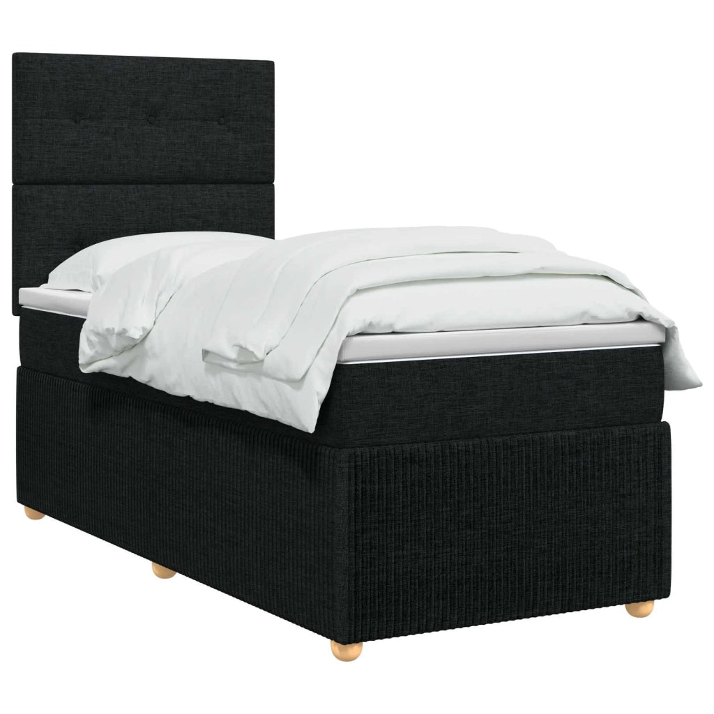 Letto box spring con materasso Nero 100 x 200 cm Tessuto 3454328