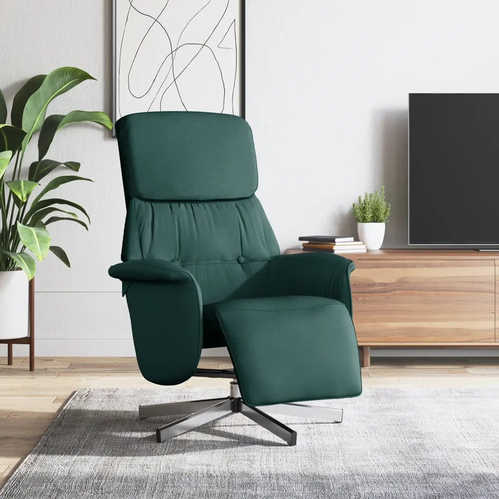 Divano Sedia-Poltrona Reclinabile con Poggiapiedi Verde Scuro in Tessuto 915228