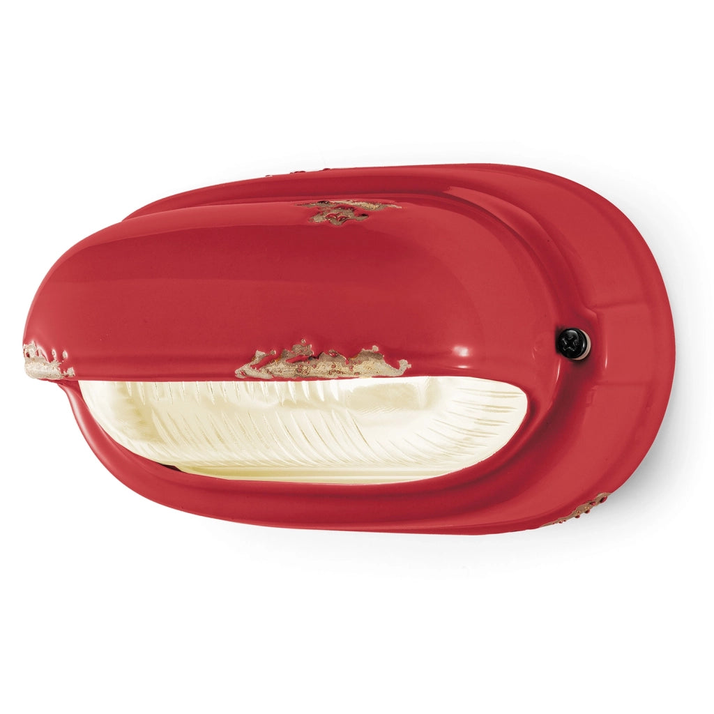 Applique Vintage Orizzontale Ceramica Rossa 1 Luce E27