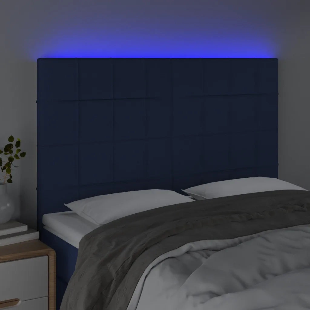 Testiera a LED-Testata con LED Blu 144x5x118/128 cm in Tessuto 598605