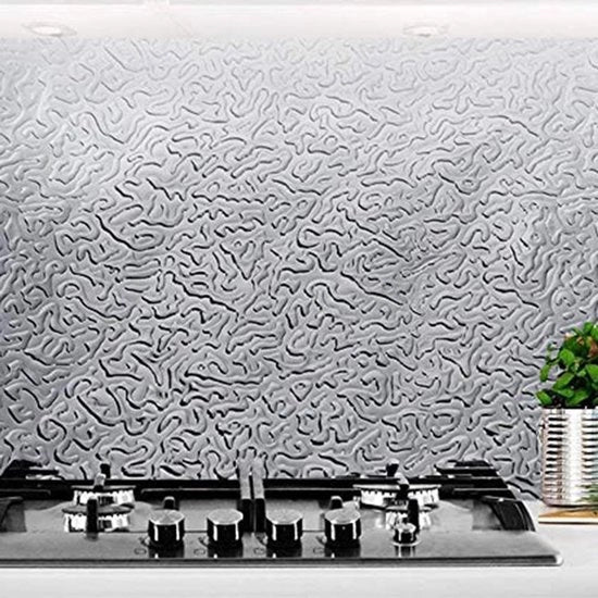 Decorazione per Parete di Cucina in Alluminio - Resistenete al Calore - Resistenete all'Umidità - Duraturo - Facile da Pulire - 40cm x 1000cm - Decorazione per Parete di Cucina