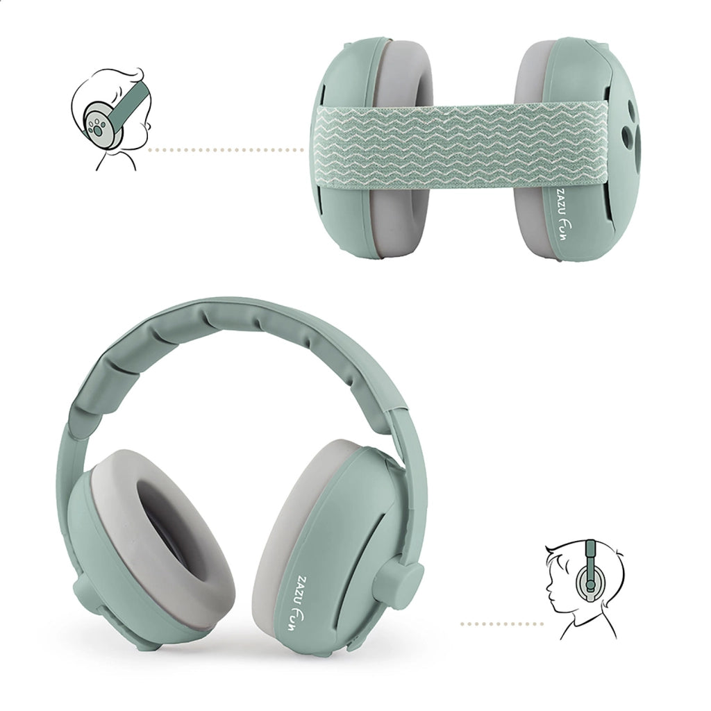 Cuffie Antirumore per Neonati 0-4 Anni Riduzione 25dB Verde