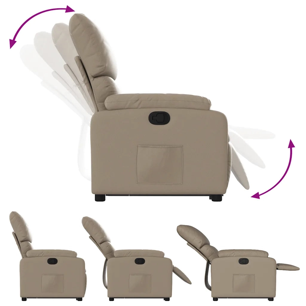 Poltrona | Sedia Relax Alzapersona Reclinabile Cappuccino in Similpelle