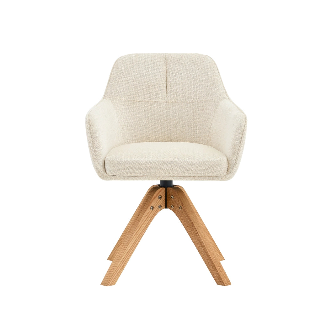 Set di 2 sedie da pranzo girevoli 360° con braccioli in tessuto e legno; beige