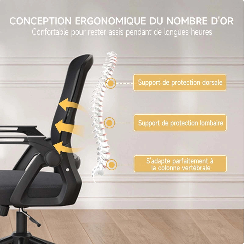 Sedia da ufficio ergonomica, , sedia da computer in rete traspirante con braccioli sollevabili e altezza regolabile