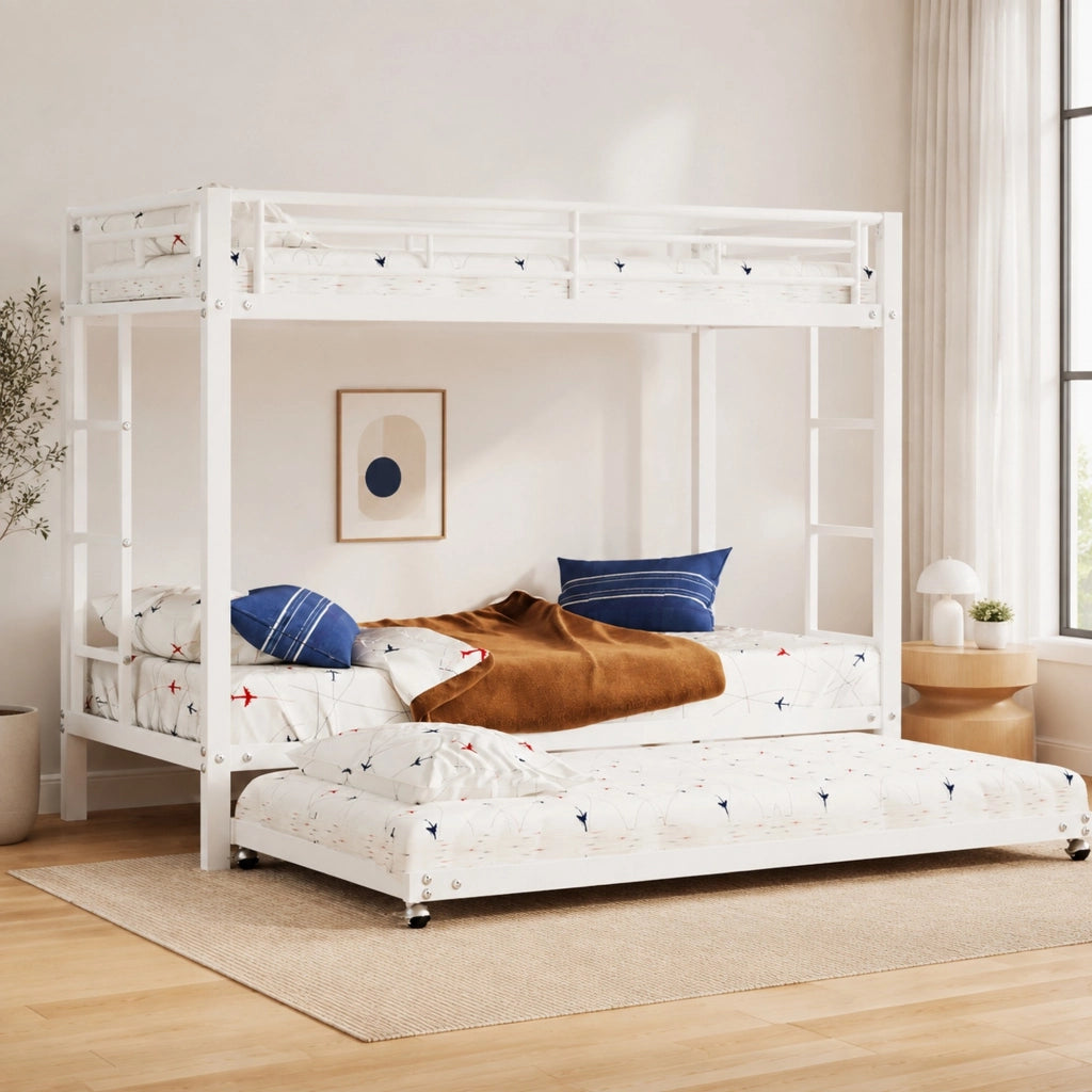 Letto a castello 90x200 cm in metallo con letto estraibile