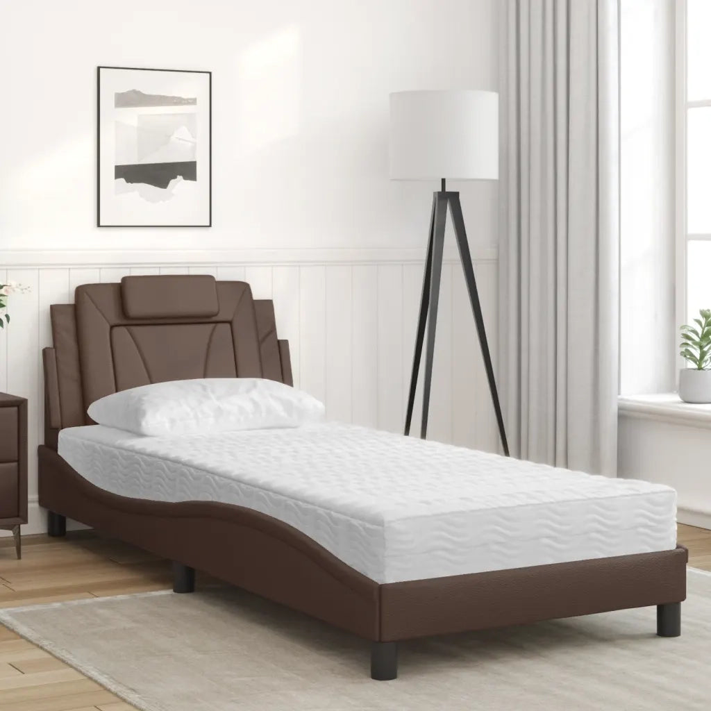 Letto Viana con Materasso Marrone 80x200 cm in Similpelle 3208756