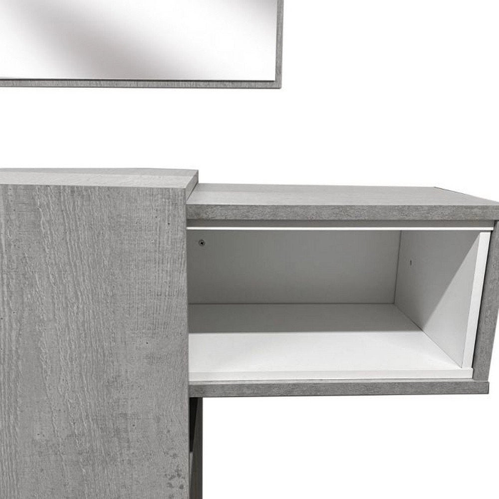 Limbadi, Mobile da Ingresso Specchio Incluso, 100x31x75h cm Grigio Cemento