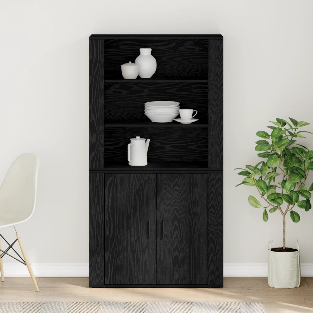 Highboard in rovere nero in legno ingegnerizzato
