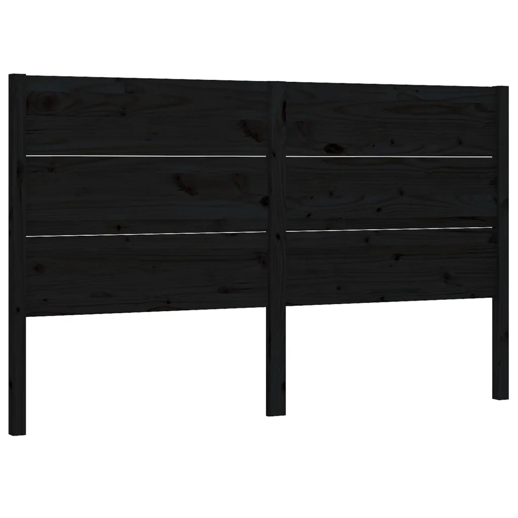 Testiera | Testata per Letto Nera 126x4x100 cm in Legno Massello di Pino
