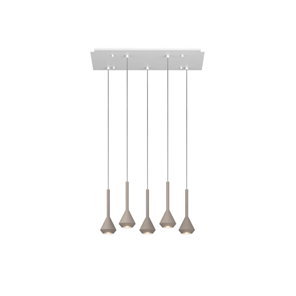 Lampadario Moderno Aygo Metallo Bianco E Sabbia 5 Luci Gu10