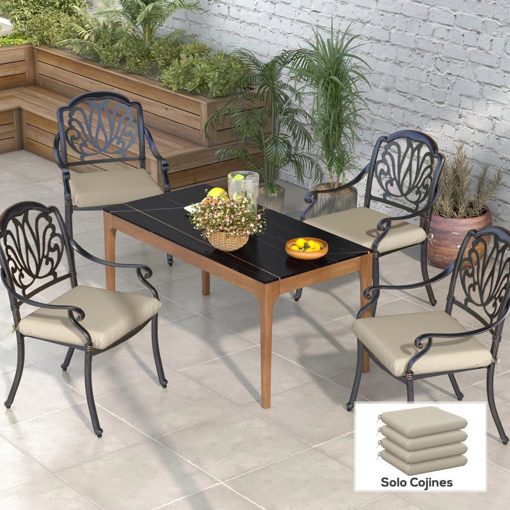 Set di 4 Cuscini per Sedie da Pranzo ¨C zephmum ¨C Beige 47x47x7cm