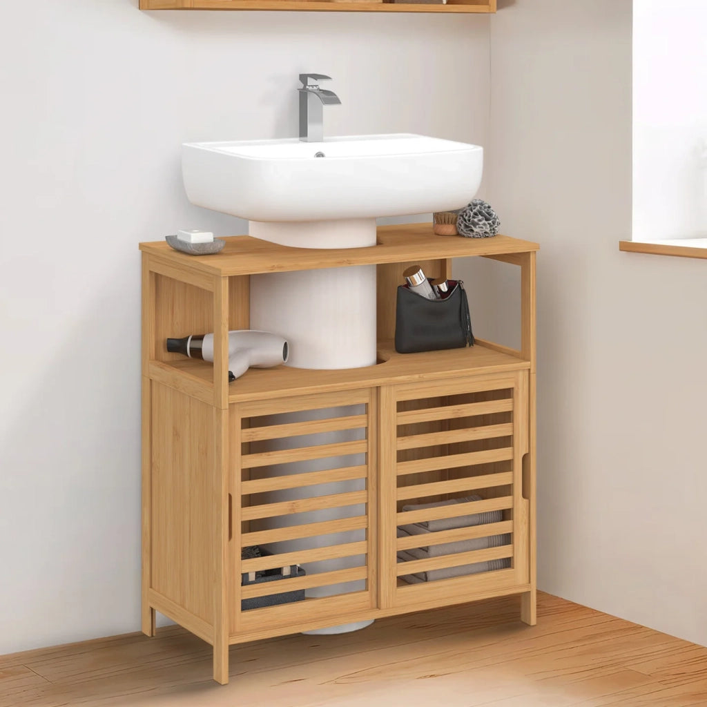 IDMarket - Mobile da bagno BEA in bambù con ante scorrevoli