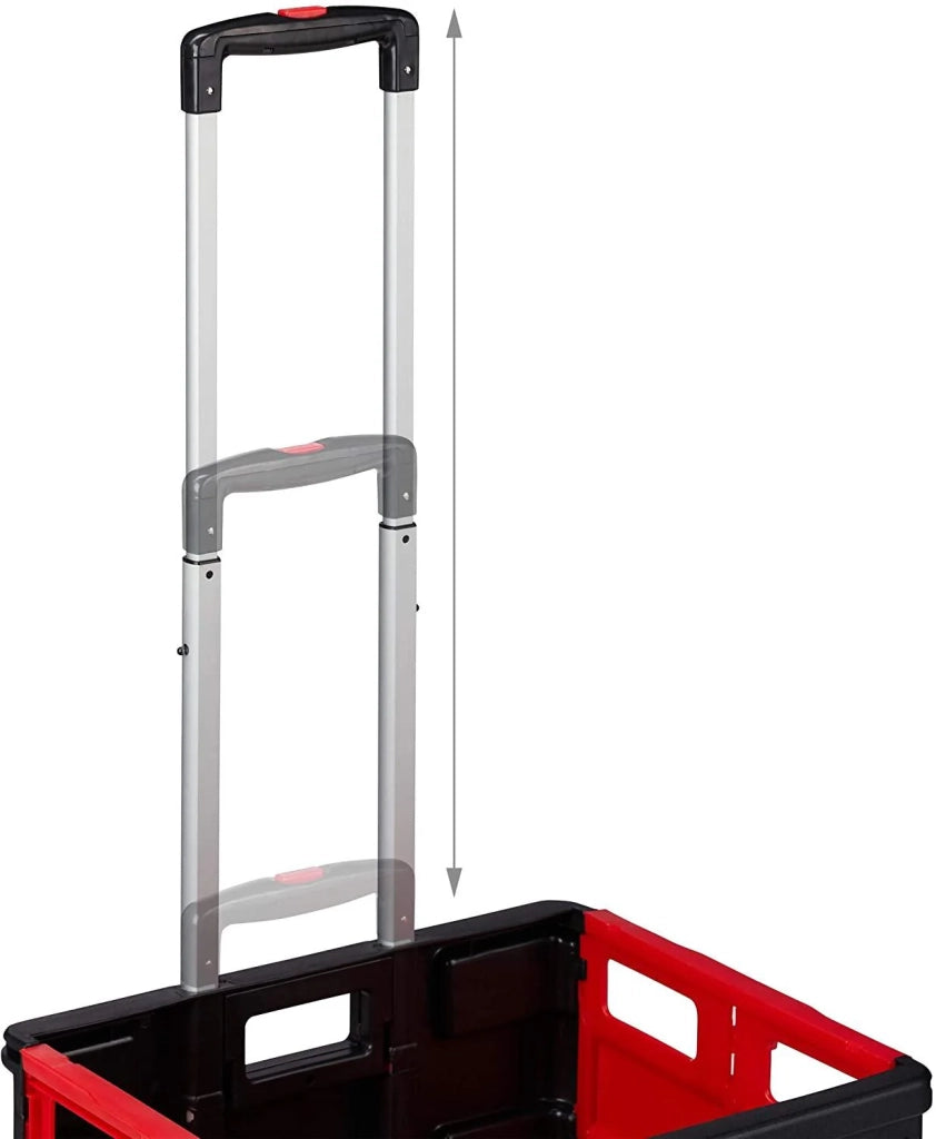 Carrello della spesa pieghevole con maniglia e ruote in gomma portata 35 kg carrello da mercato in alluminio e plastica rosso 13_0000708_3