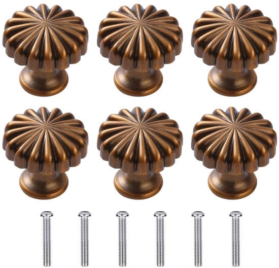 Maniglie per mobili 6 pezzi - Maniglie a piastra rotonda 3 cm - Maniglie a zinco - Design retro - Resistente alla corrosione - Facili da installare