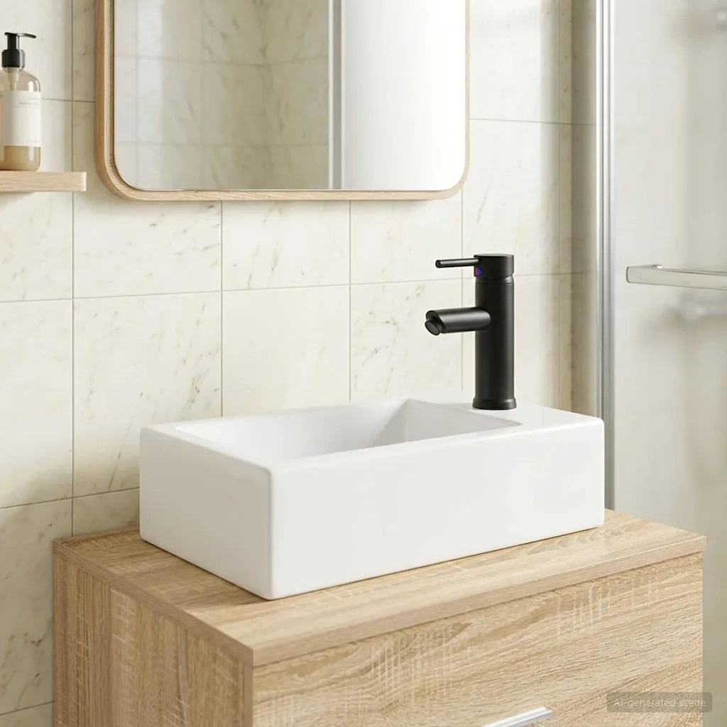Lavabo da bagno Nero Opaco 45,5 x 25,5 x 13 cm Metallo 890223