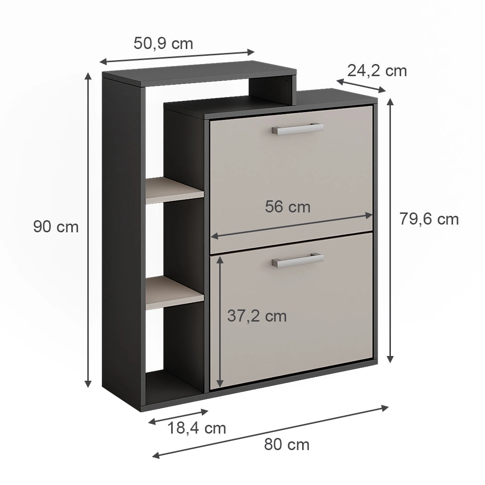 Vicco Scarpiera Antracite/grigio 80 x 90 cm