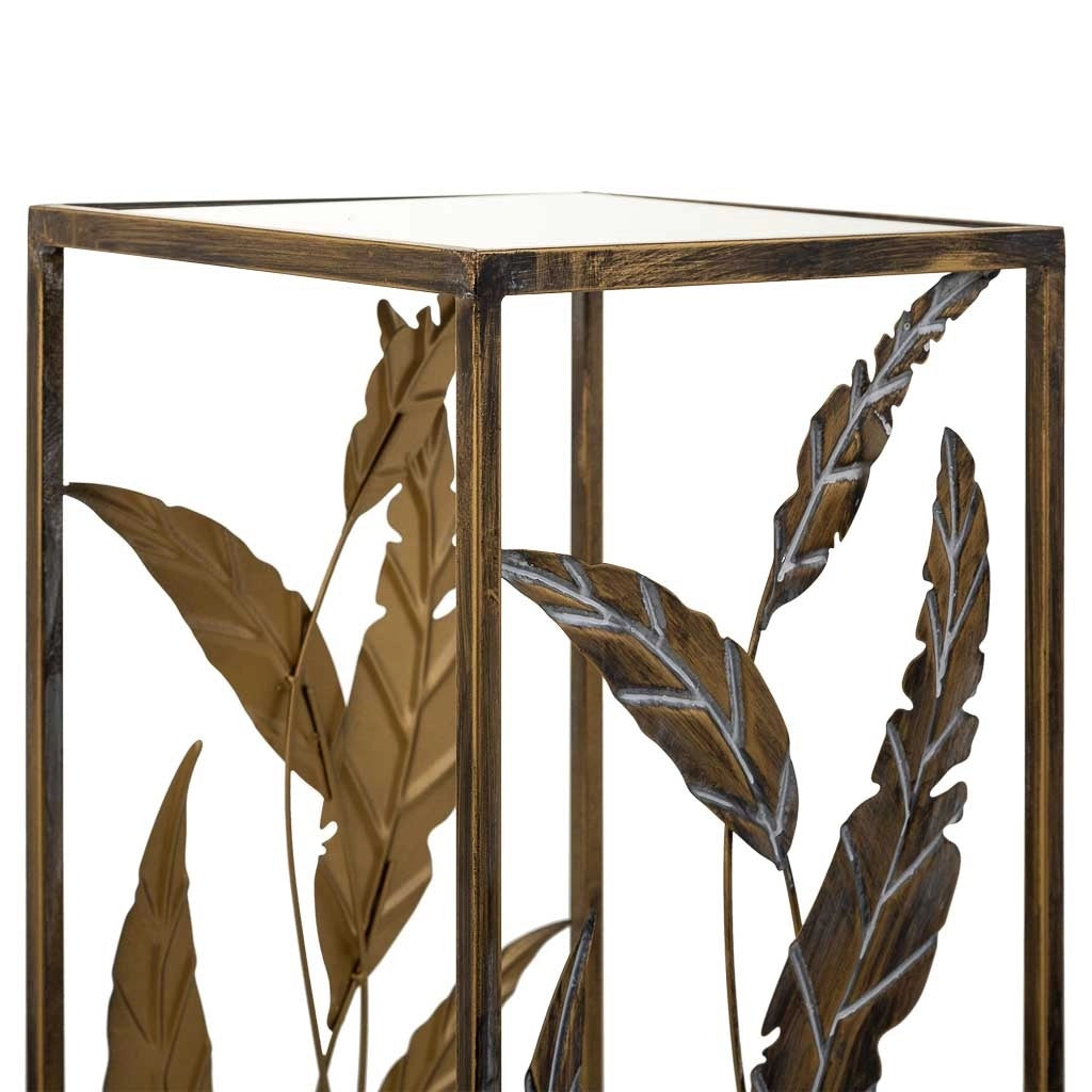 Tavolino angolare in metallo dorato 28x28x69h