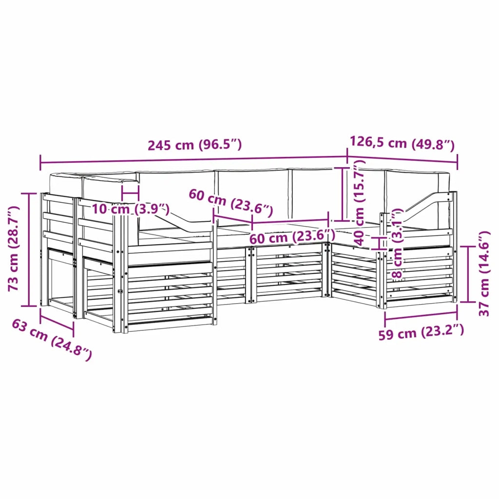 Set divano sezionale con cuscino 6 pcs Naturale e Antracite 3375387