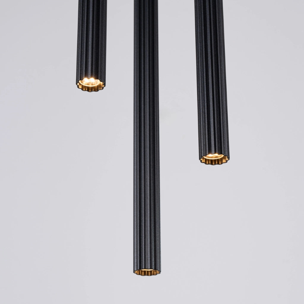 Lampada tubolare LED ARCHE Ocean Green a 3 luci in acciaio nero 20x120 cm