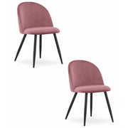 Set di 2 sedie Bello in velluto rosa antico con gambe nere