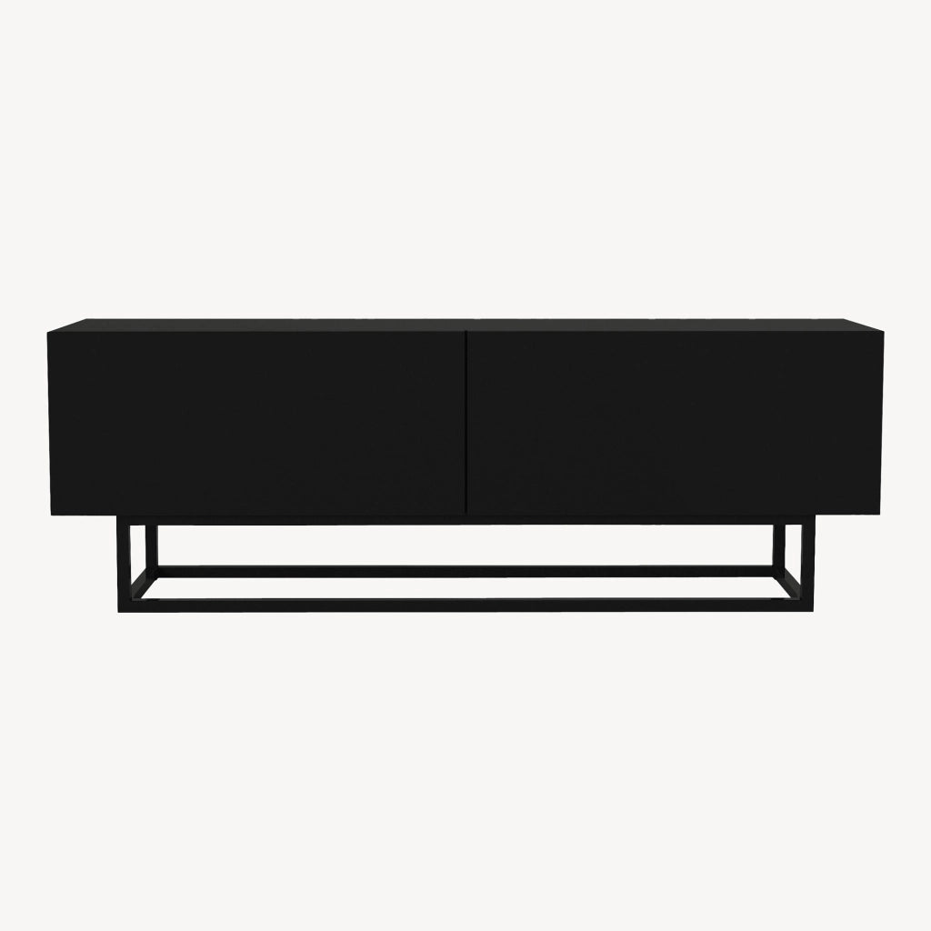 Mobile Porta TV Nolven a 2 Ante Ribalta e Telaio in Metallo 135x32x47 cm - Nero [en.casa]