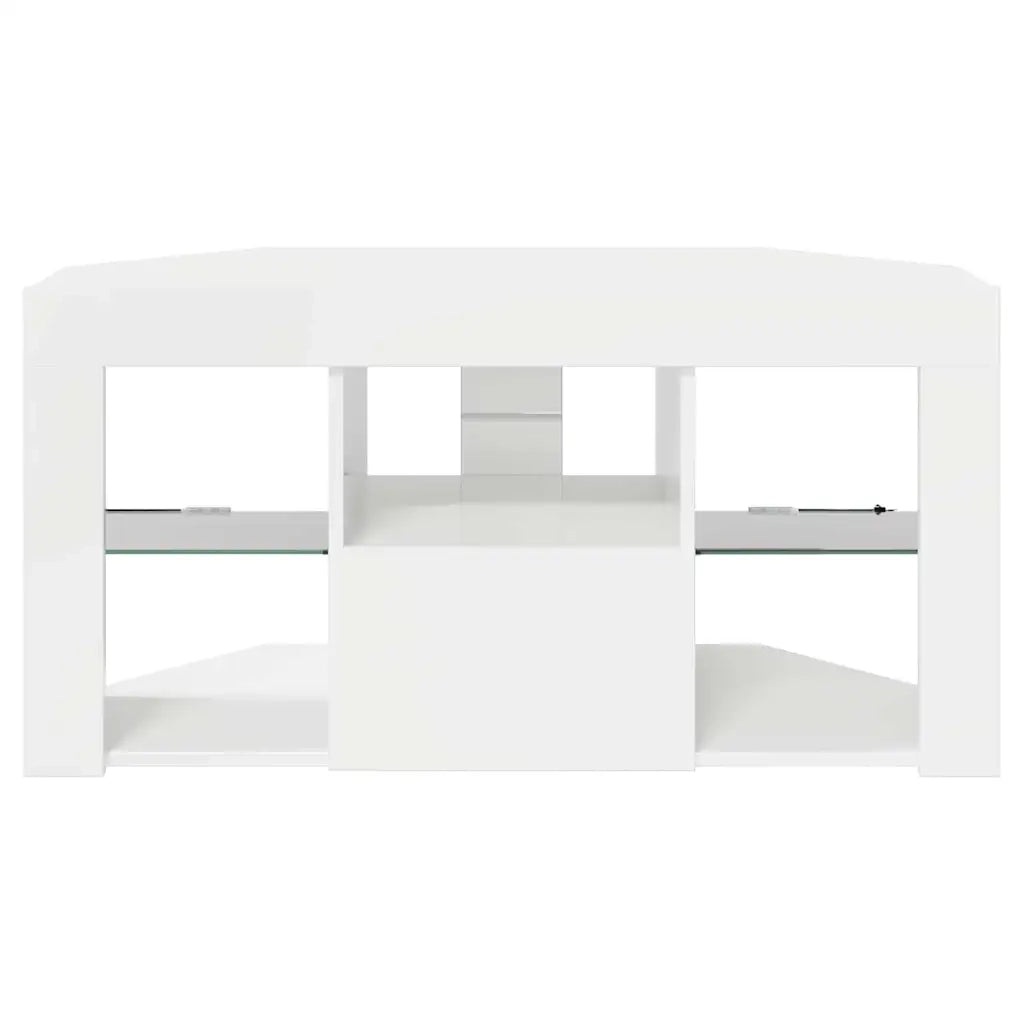 Mobile TV LED Angolare Bianco ad Alto Lucido 100 x 40 x 50 cm