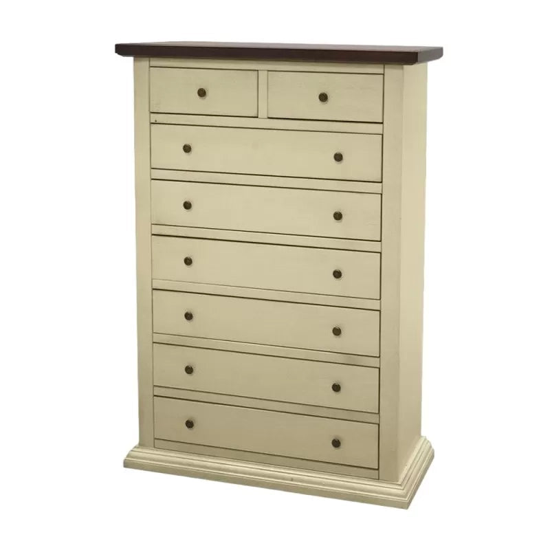 Cassettiera 8 cassetti in legno shabby avorio anticato noce 87x40x125 - Mobili 2G