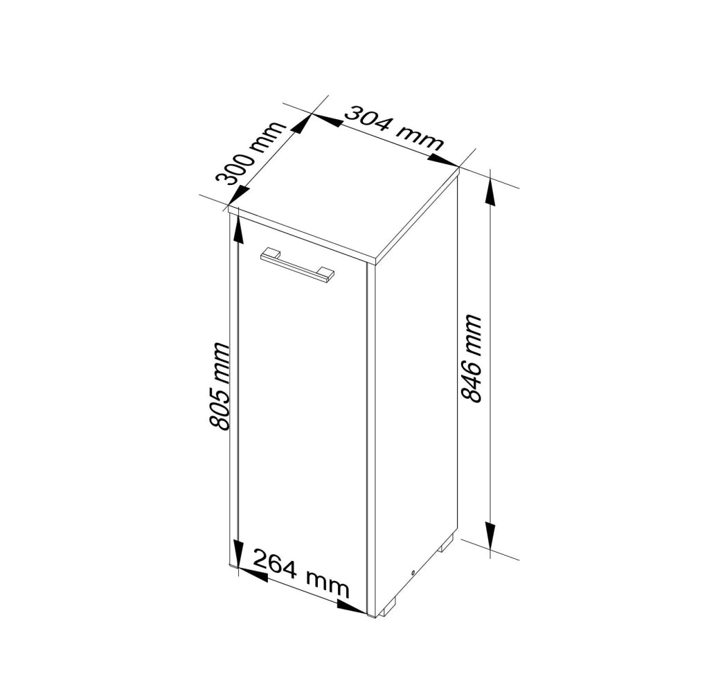 Mobile bagno AKORD Bianca 30 cm 1 anta inserto frontale Sonoma Quercia 30x30x85 cm