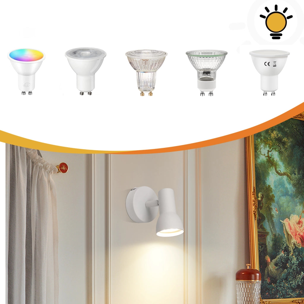ZMH Faretto da soffitto GU10 bianco Faretto in metallo orientabile a 350° Design moderno (senza lampadina)