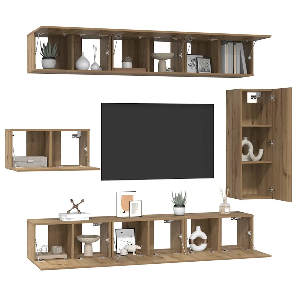 Set mobile TV 8 pcs Rovere artigianale Legno multistrato 3393134