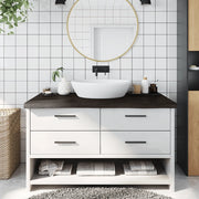 Piano Bagno Marrone Scuro 100x50x(2-6)cm Legno Trattatocod mxl 132891