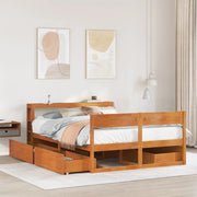 Letto senza Materasso Marrone Cera 135x190 cm in Legno di Pino 3306398
