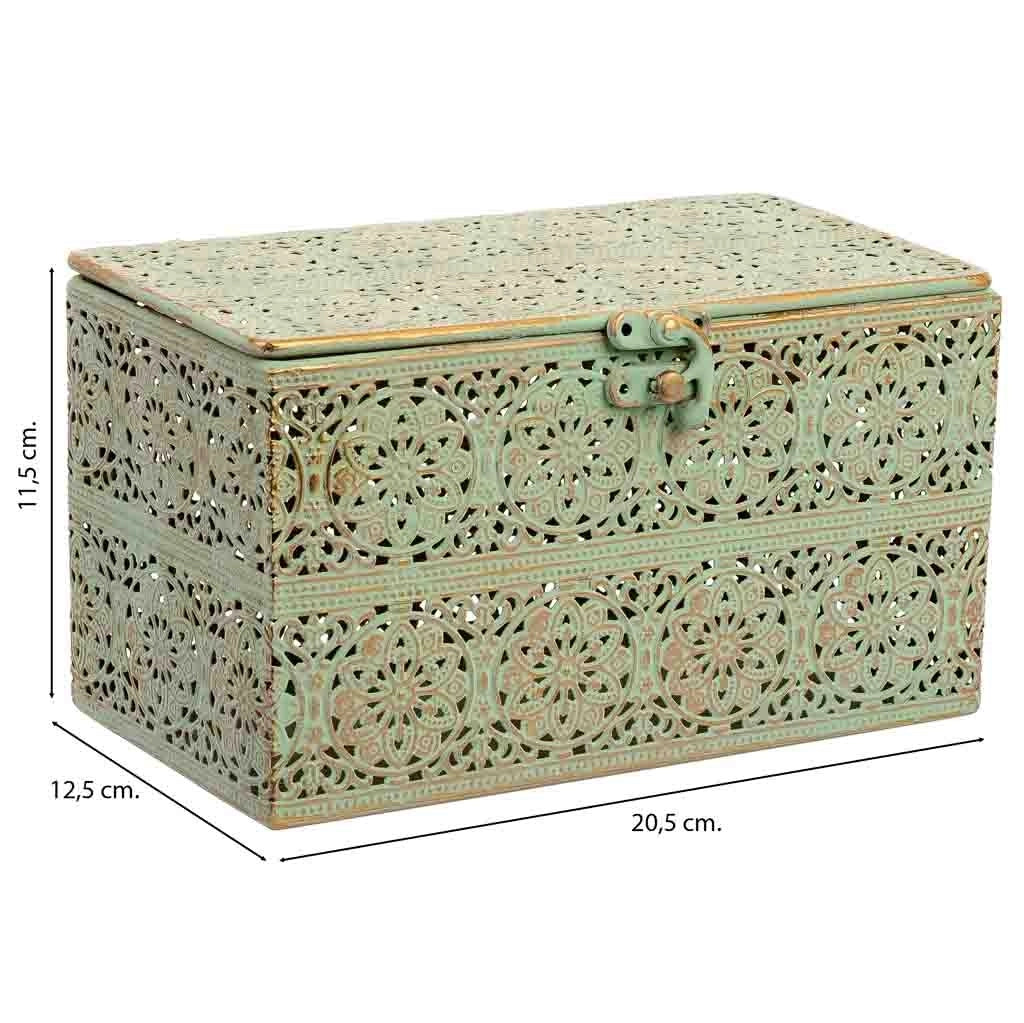 Scatola in metallo verde 20.5x12.5x11.5h cmh cm