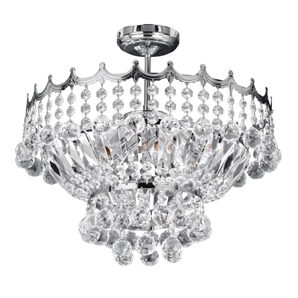 Lampadario semi-incassato Versailles 5Lt - Cromo e cristallo