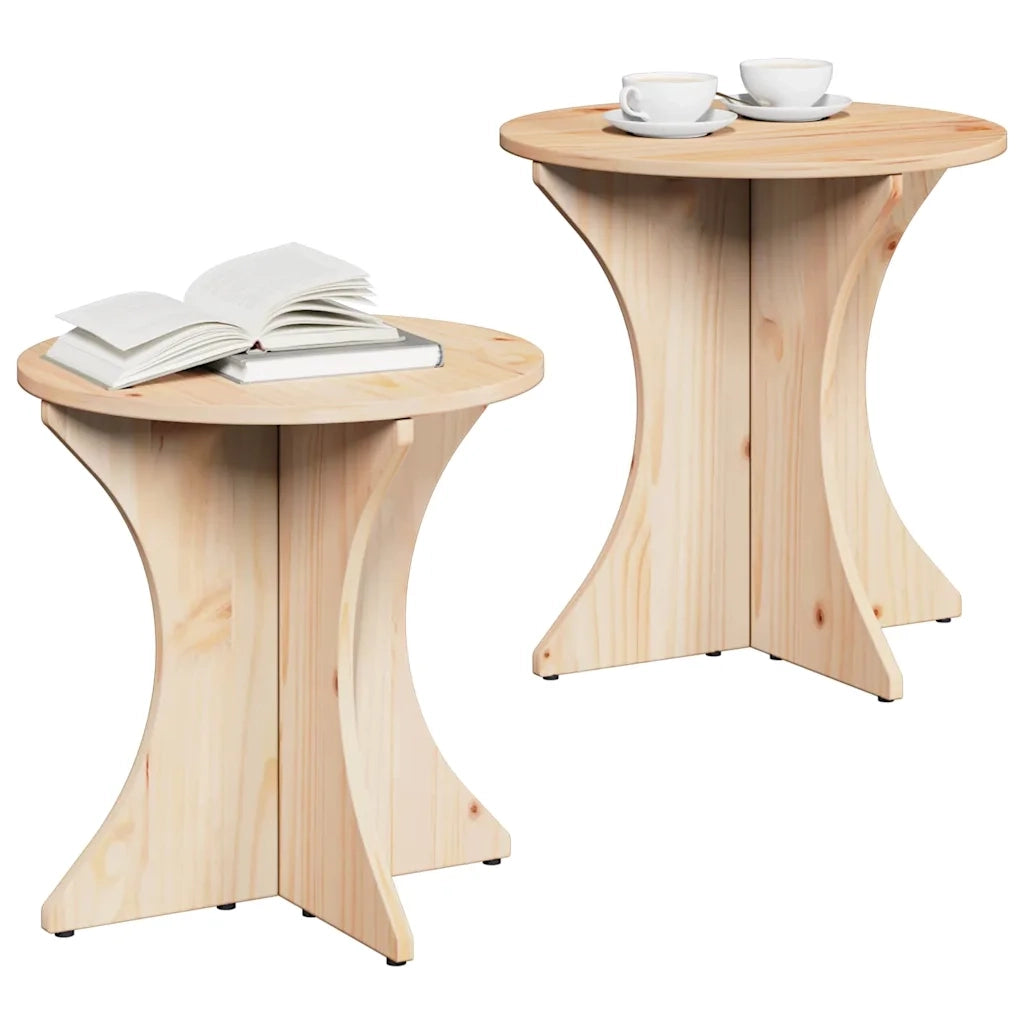 Tavolino da salotto 2 pcs Naturale Legno di pino massello 873565