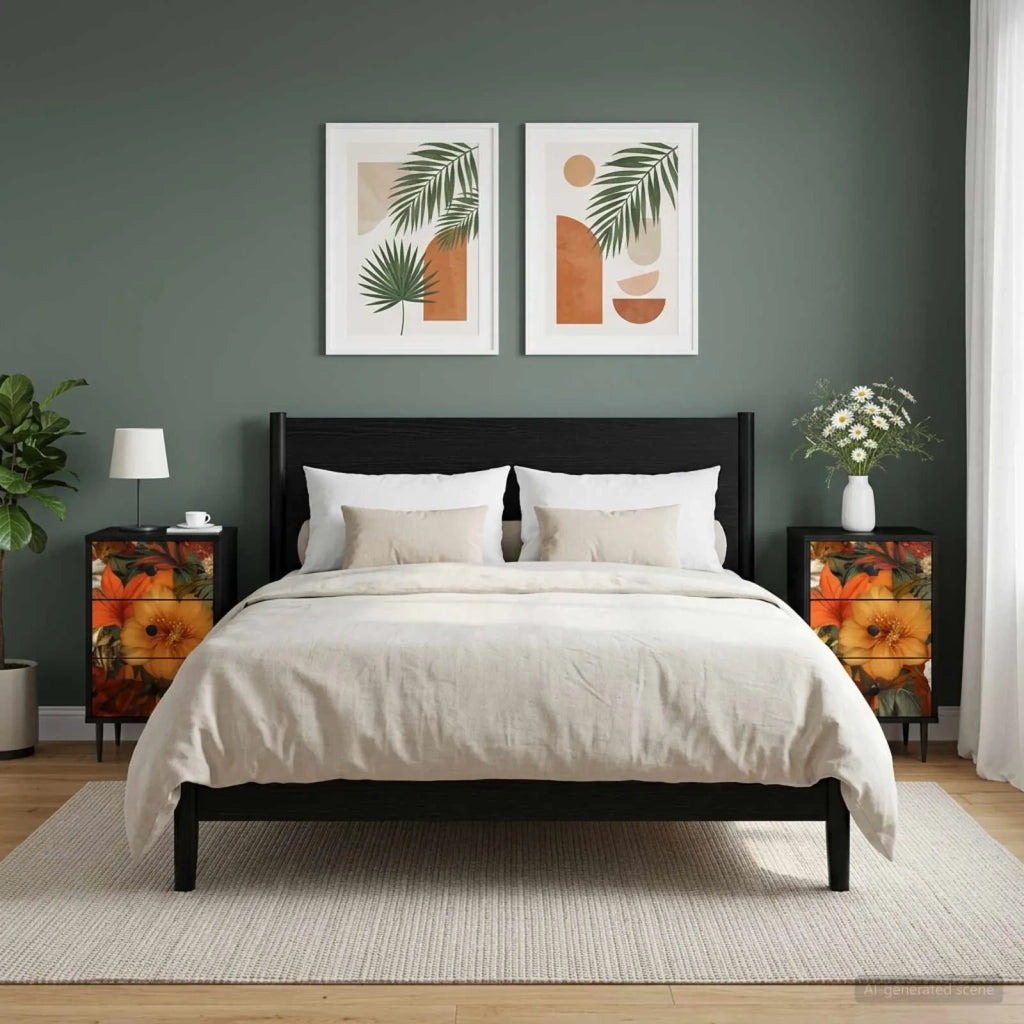 Armadio da Notte GENNEP 2 pz Rovere Nero 36 x 33 x 61 cm 8007322