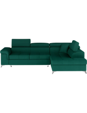 Divano angolare convertibile PALAZZO 4 posti verde scuro – angolo destro con 1 cuscino