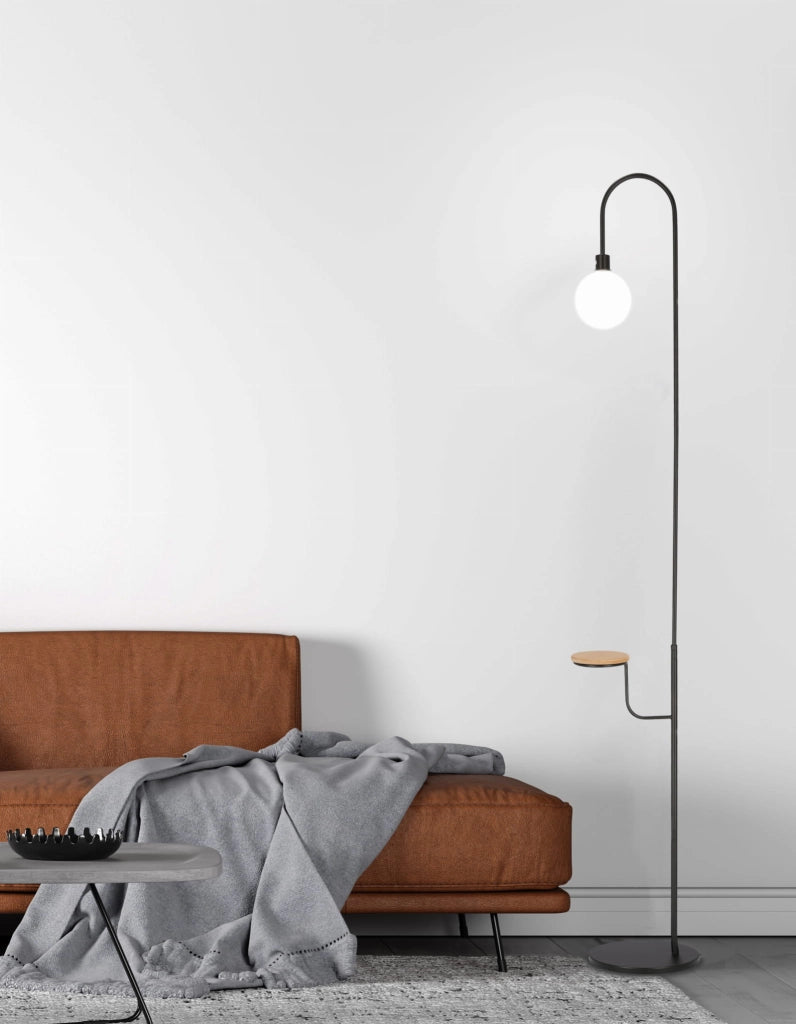 Lampada da terra Candellux Vanity nera con tavolino G9