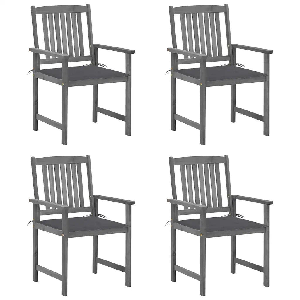 Sedie da Giardino con Cuscini 4 pz in Massello di Acacia Grigio cod mxl 23646