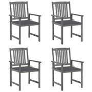Sedie da Giardino con Cuscini 4 pz in Massello di Acacia Grigio cod mxl 23646