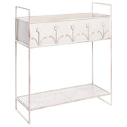 Fioriera rialzata in ferro beige 62 x 25 x 70 cm Vaso da fiori rialzato su piedistallo Supporto per piante da interno ed esterno