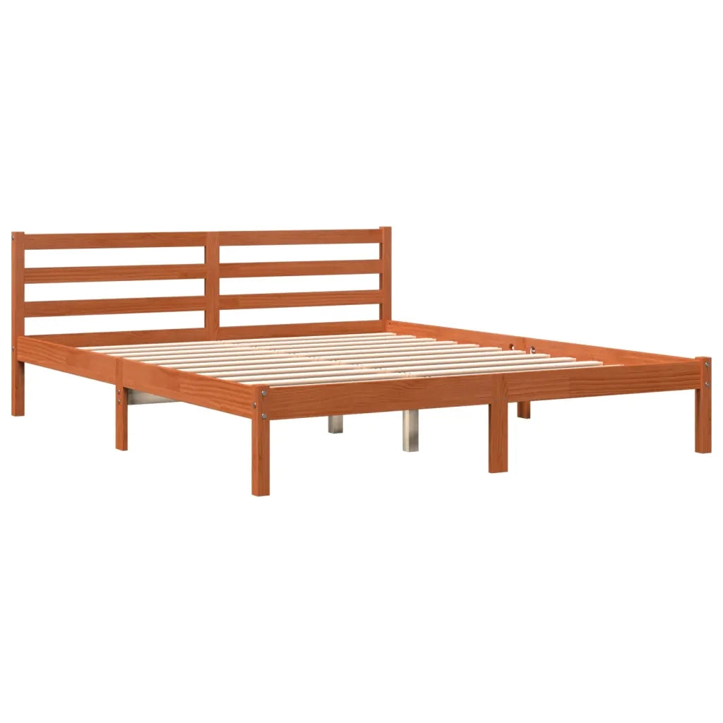 Letto senza Materasso-Struttura Letto Marrone Cera 160x200 cm in Legno di Pino 697624