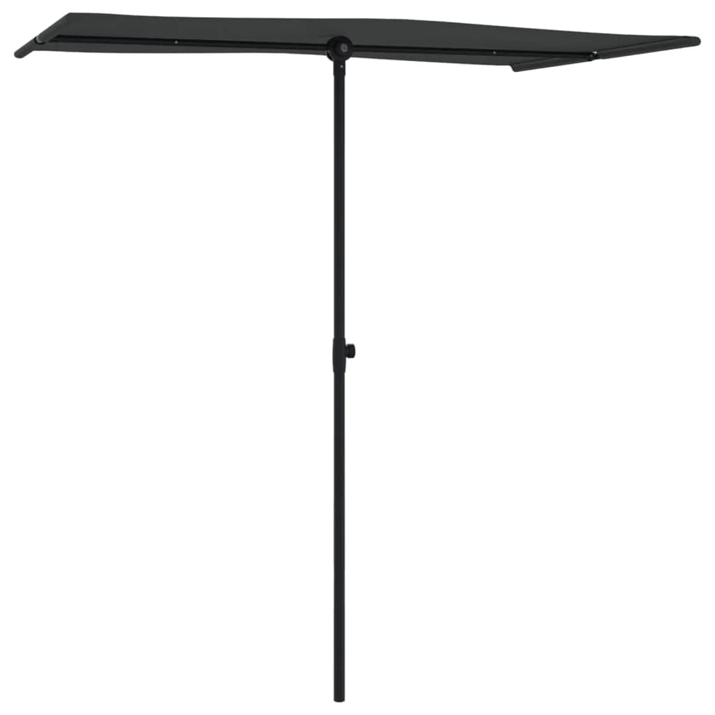 Ombrellone da esterno con palo in alluminio 180 x 130 cm nero 02_0008214